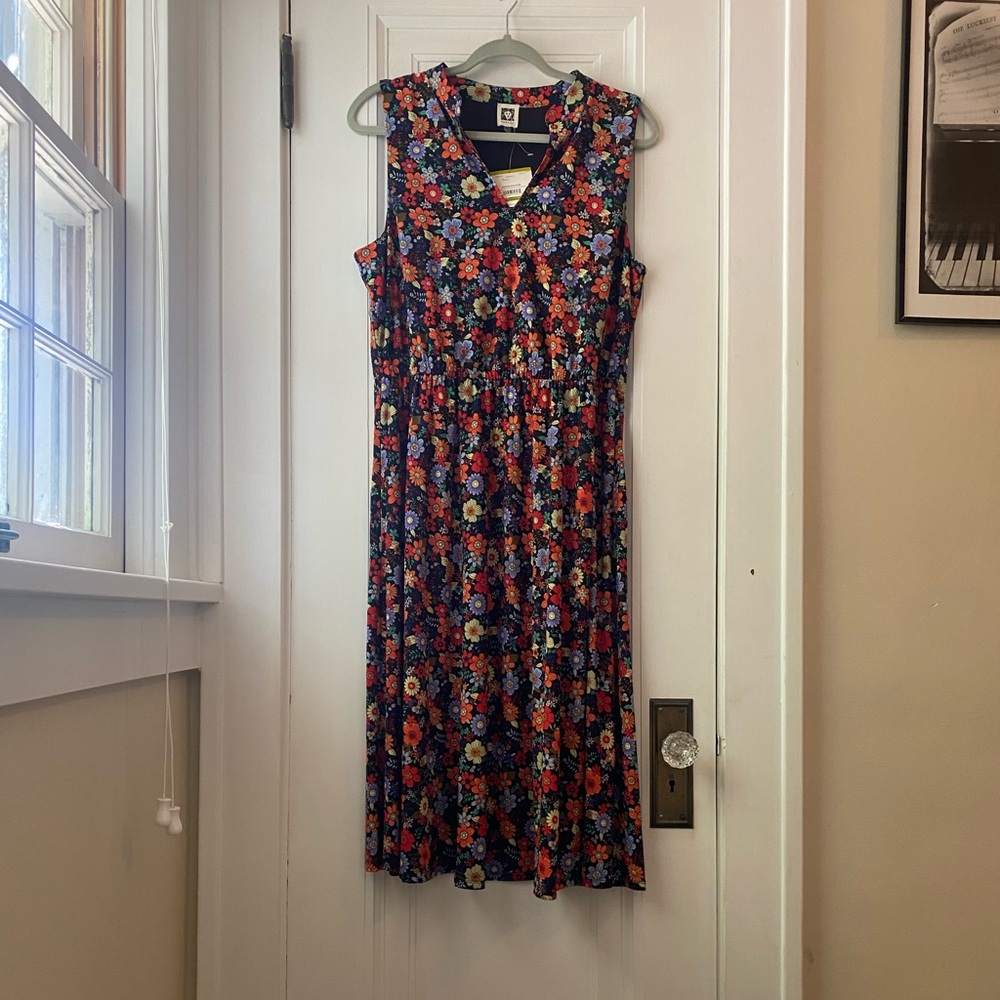 Anne Klein NWT multicolor floral dress pockets 14 XL